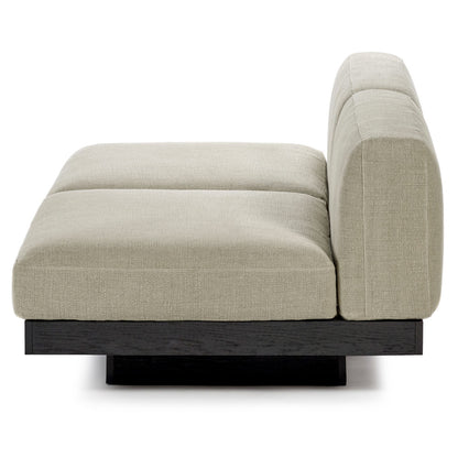 Rudolph 2 Seater Bench Sofa - Sand Cushions, Black Oak Base