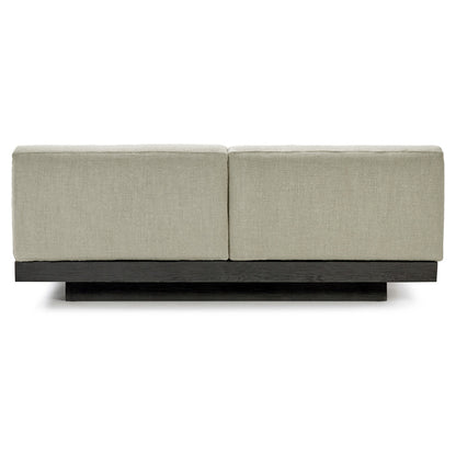 Rudolph 2 Seater Bench Sofa - Sand Cushions, Black Oak Base