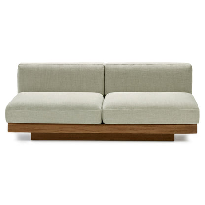 Rudolph 2 Seater Bench Sofa - Sand Cushions, Cognac Oak Base