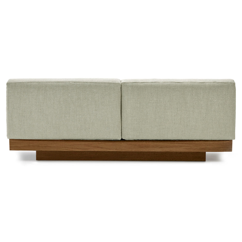 Rudolph 2 Seater Bench Sofa - Sand Cushions, Cognac Oak Base