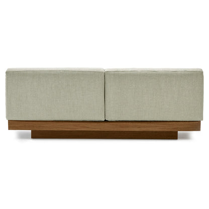 Rudolph 2 Seater Bench Sofa - Sand Cushions, Cognac Oak Base