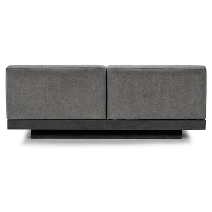 Rudolph 2 Seater Bench Sofa - Smoke Cushions, Black Oak Base