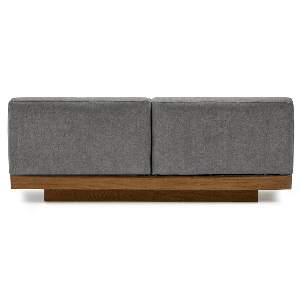 Rudolph 2 Seater Bench Sofa - Smoke Cushions, Cognac Oak Base