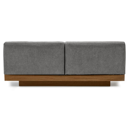 Rudolph 2 Seater Bench Sofa - Smoke Cushions, Cognac Oak Base