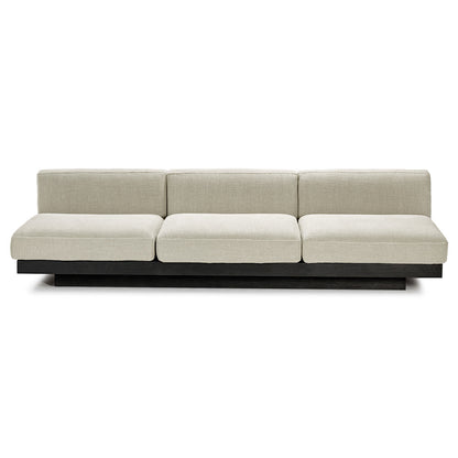 Rudolph 3 Seater Bench Sofa - Beige Cushions, Black Oak Base