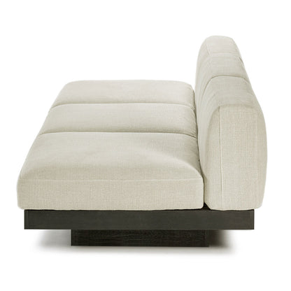 Rudolph 3 Seater Bench Sofa - Beige Cushions, Black Oak Base