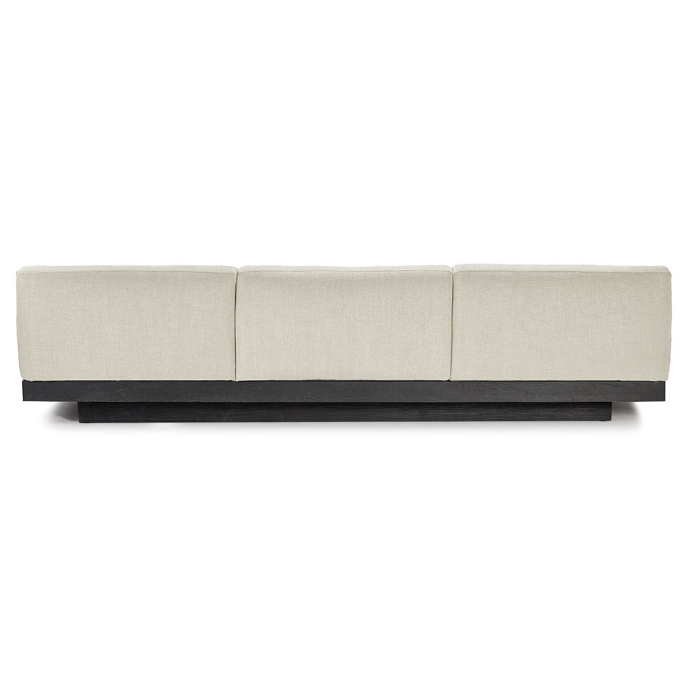 Rudolph 3 Seater Bench Sofa - Beige Cushions, Black Oak Base