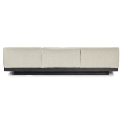 Rudolph 3 Seater Bench Sofa - Beige Cushions, Black Oak Base