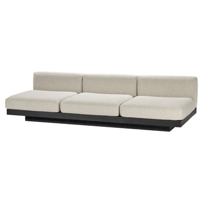 Rudolph 3 Seater Bench Sofa - Bone Cushions, Black Oak Base