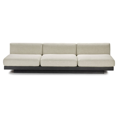 Rudolph 3 Seater Bench Sofa - Bone Cushions, Black Oak Base