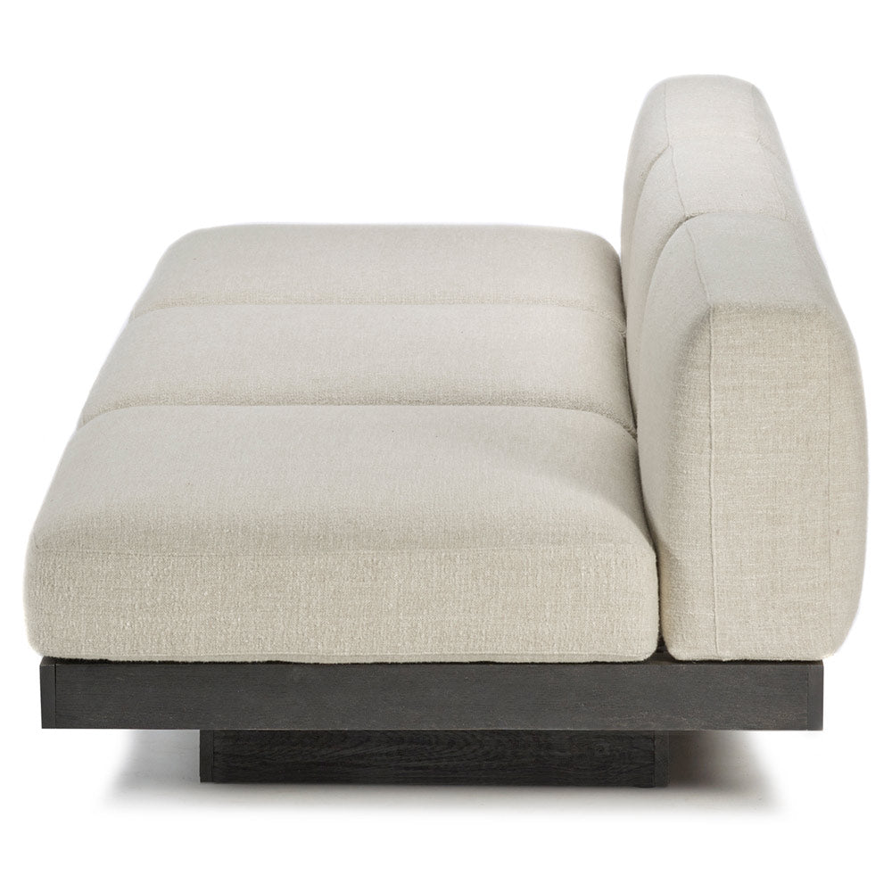 Rudolph 3 Seater Bench Sofa - Bone Cushions, Black Oak Base