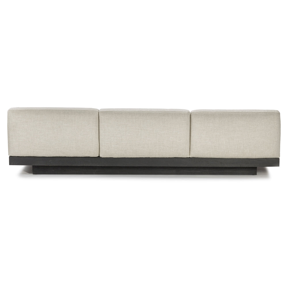 Rudolph 3 Seater Bench Sofa - Bone Cushions, Black Oak Base