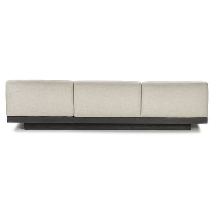 Rudolph 3 Seater Bench Sofa - Bone Cushions, Black Oak Base