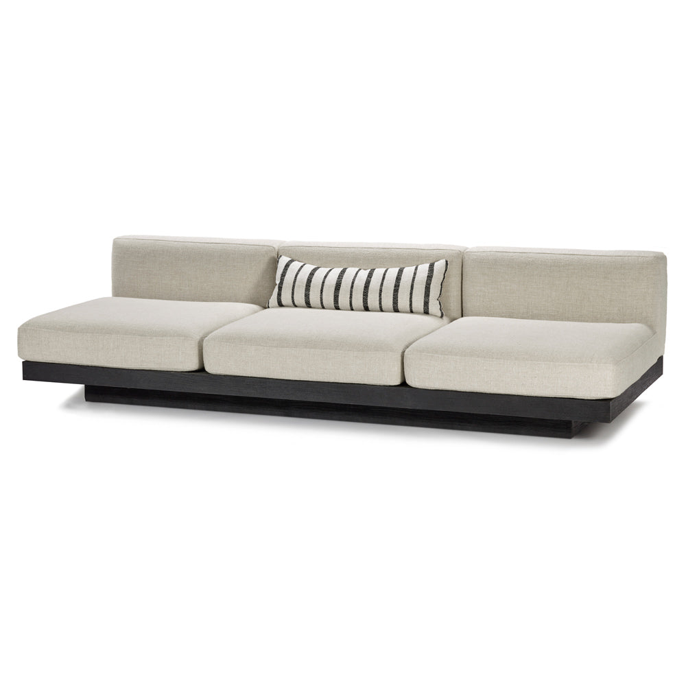 Rudolph 3 Seater Bench Sofa - Bone Cushions, Black Oak Base