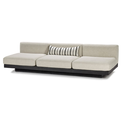 Rudolph 3 Seater Bench Sofa - Bone Cushions, Black Oak Base