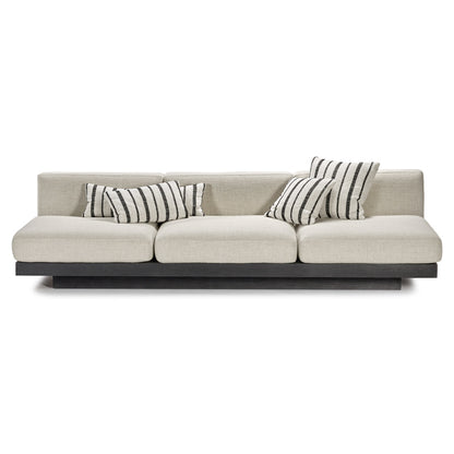 Rudolph 3 Seater Bench Sofa - Bone Cushions, Black Oak Base