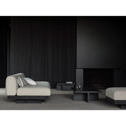 Rudolph 3 Seater Bench Sofa - Bone Cushions, Black Oak Base