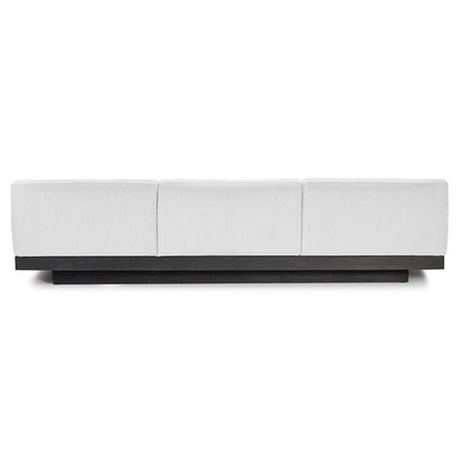 Rudolph 3 Seater Bench Sofa - Off White Cushions, Black Oak Base