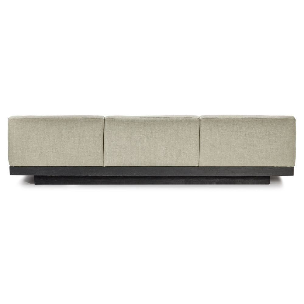 Rudolph 3 Seater Bench Sofa - Sand Cushions, Black Oak Base