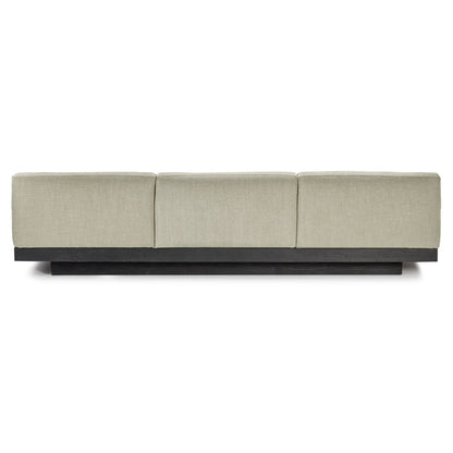Rudolph 3 Seater Bench Sofa - Sand Cushions, Black Oak Base
