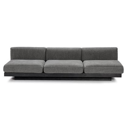 Rudolph 3 Seater Bench Sofa - Smoke Cushions, Black Oak Base