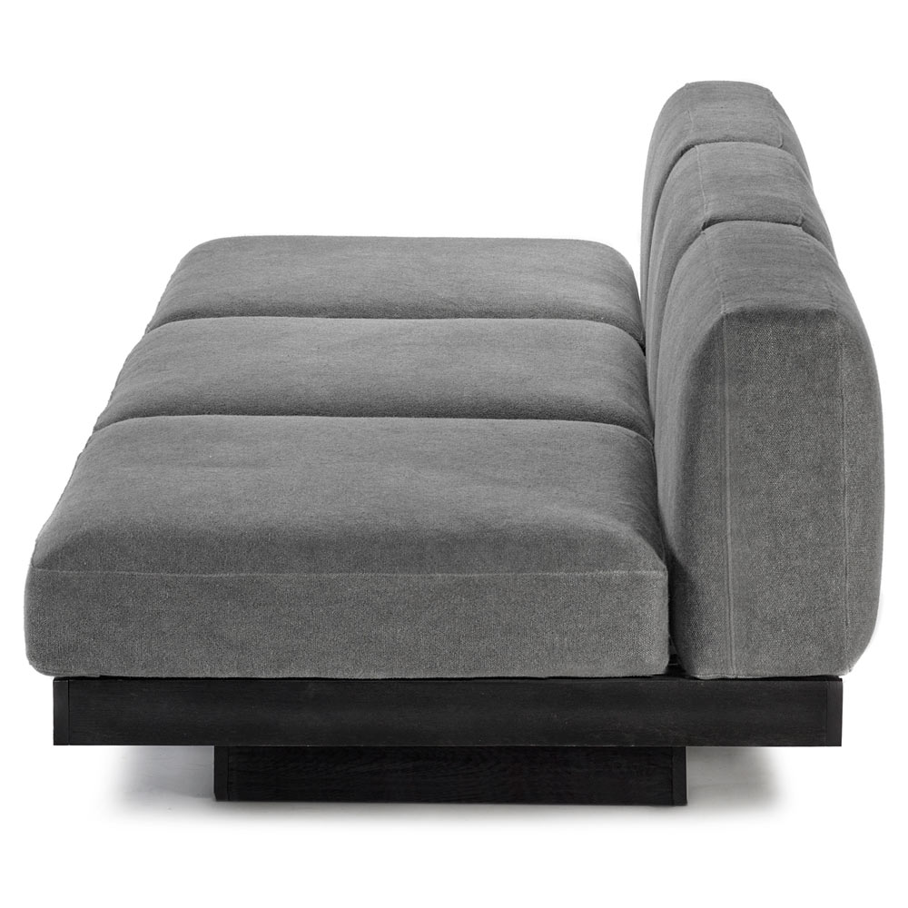Rudolph 3 Seater Bench Sofa - Smoke Cushions, Black Oak Base