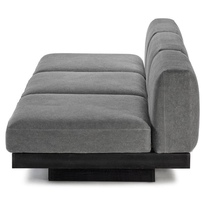 Rudolph 3 Seater Bench Sofa - Smoke Cushions, Black Oak Base