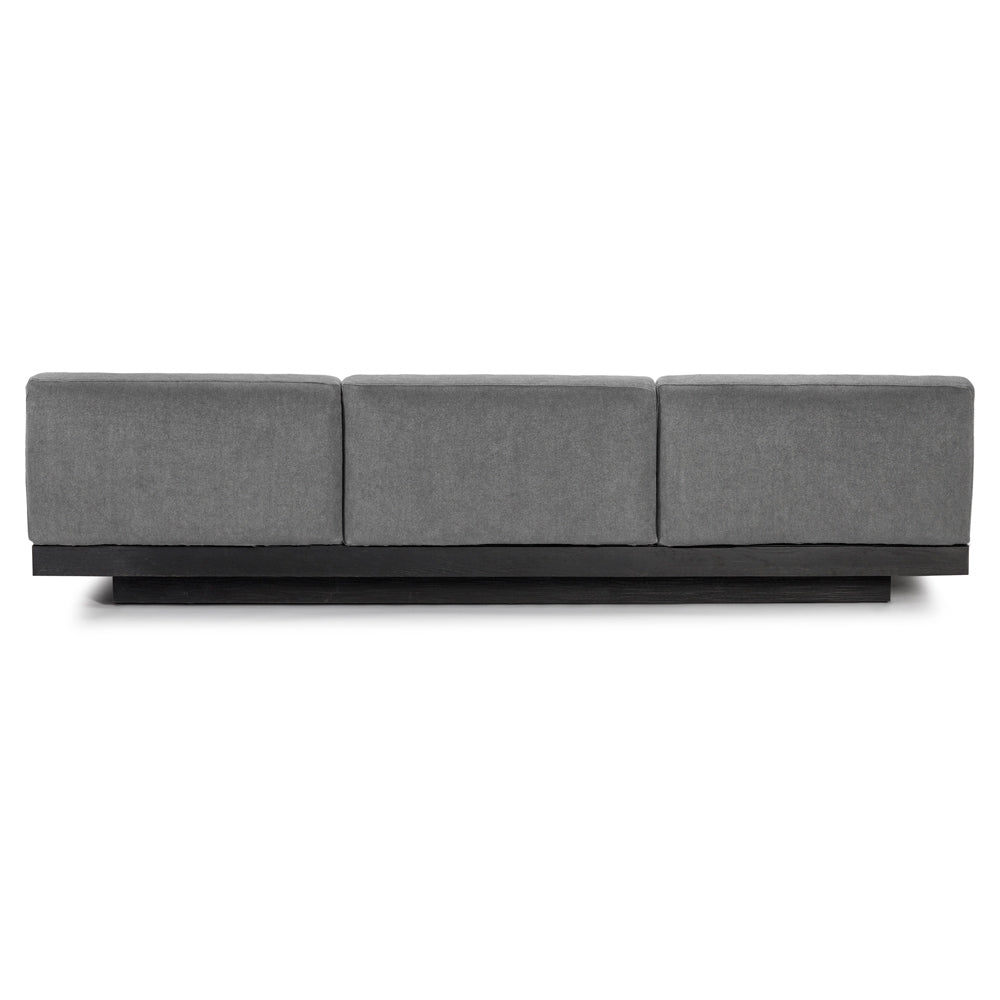 Rudolph 3 Seater Bench Sofa - Smoke Cushions, Black Oak Base