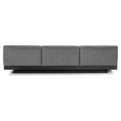 Rudolph 3 Seater Bench Sofa - Smoke Cushions, Black Oak Base