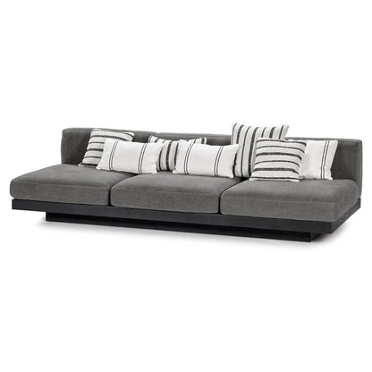 Rudolph 3 Seater Bench Sofa - Smoke Cushions, Black Oak Base