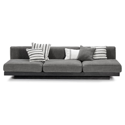 Rudolph 3 Seater Bench Sofa - Smoke Cushions, Black Oak Base
