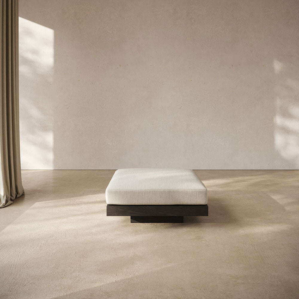 Rudolph Ottoman - Beige Cushions, Black Oak Base