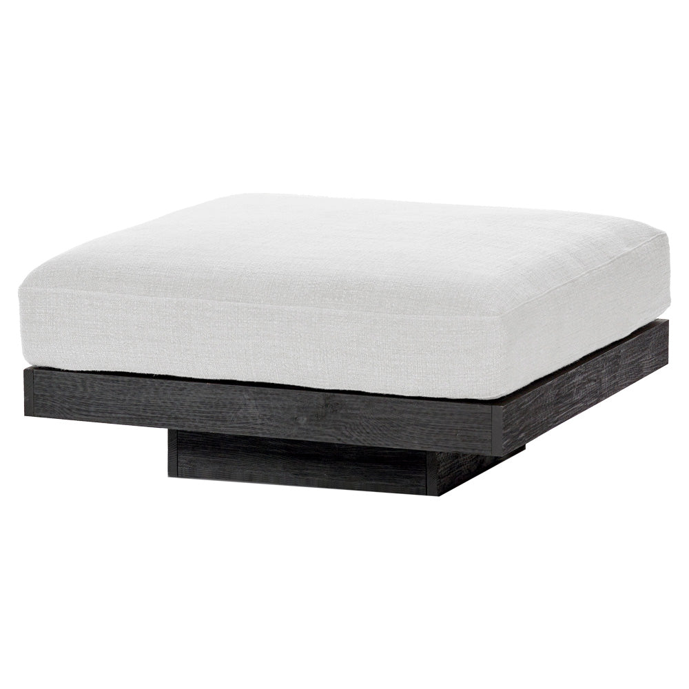 Rudolph Ottoman - Off White Cushions, Black Oak Base