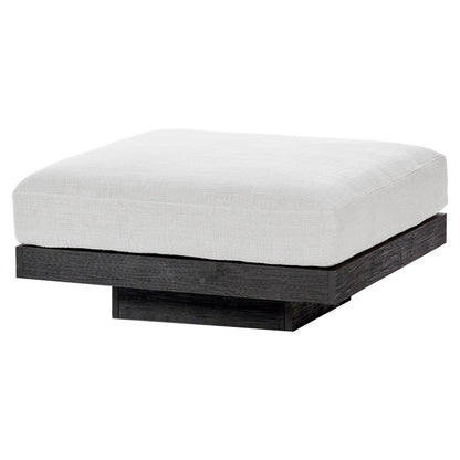 Rudolph Ottoman - Off White Cushions, Black Oak Base