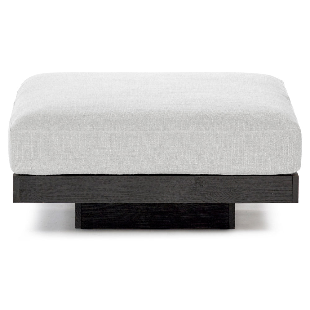 Rudolph Ottoman - Off White Cushions, Black Oak Base