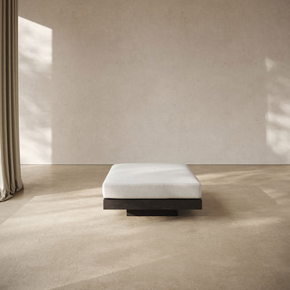Rudolph Ottoman - Off White Cushions, Black Oak Base