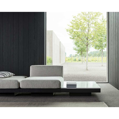 Rudolph Ottoman - Off White Cushions, Black Oak Base