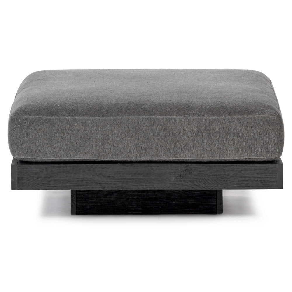 Rudolph Ottoman - Smoke Cushions, Black Oak Base