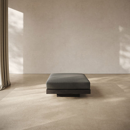 Rudolph Ottoman - Smoke Cushions, Black Oak Base