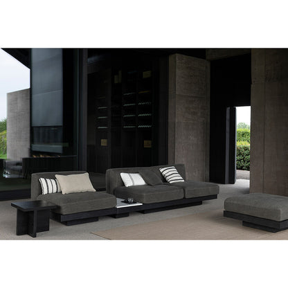 Rudolph Ottoman - Smoke Cushions, Black Oak Base