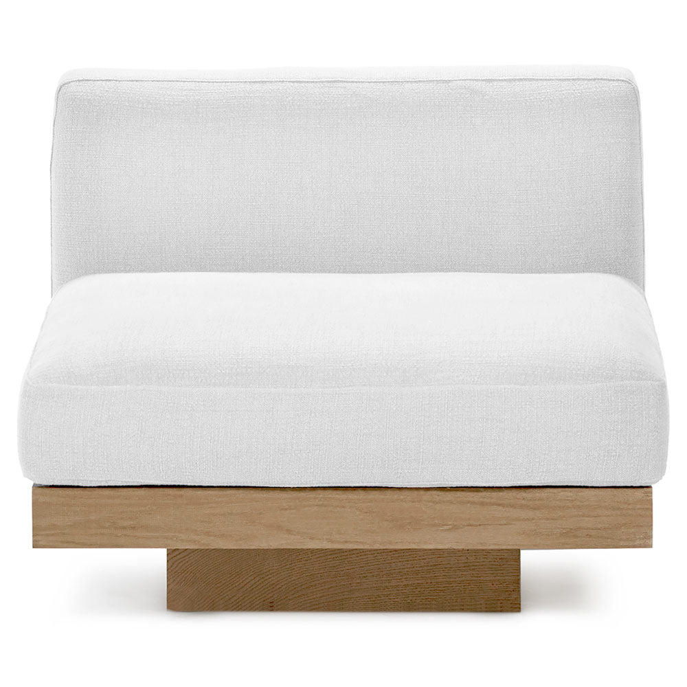 Rudolph Outdoor 1 Seater Bench - White Cushions, Teak Base