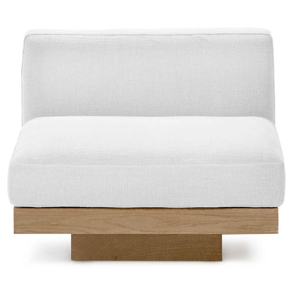 Rudolph Outdoor 1 Seater Bench - White Cushions, Teak Base