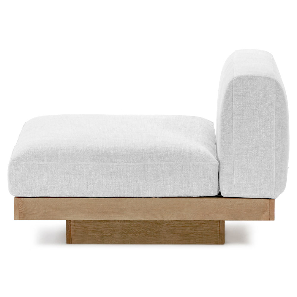 Rudolph Outdoor 1 Seater Bench - White Cushions, Teak Base