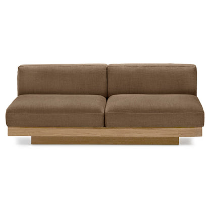 Rudolph Outdoor 2 Seater Bench Sofa - Camel Cushions, Teak Base