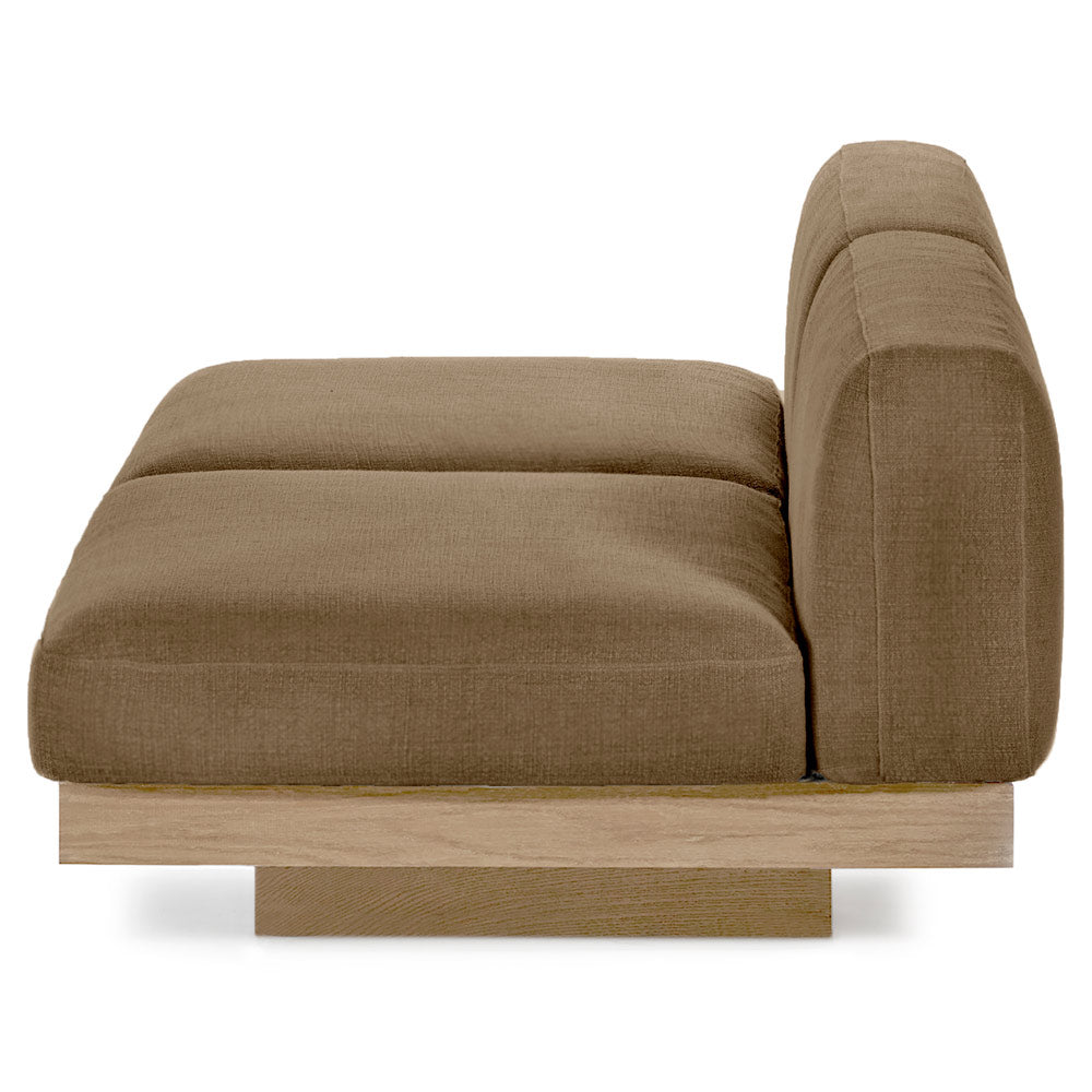 Rudolph Outdoor 2 Seater Bench Sofa - Camel Cushions, Teak Base
