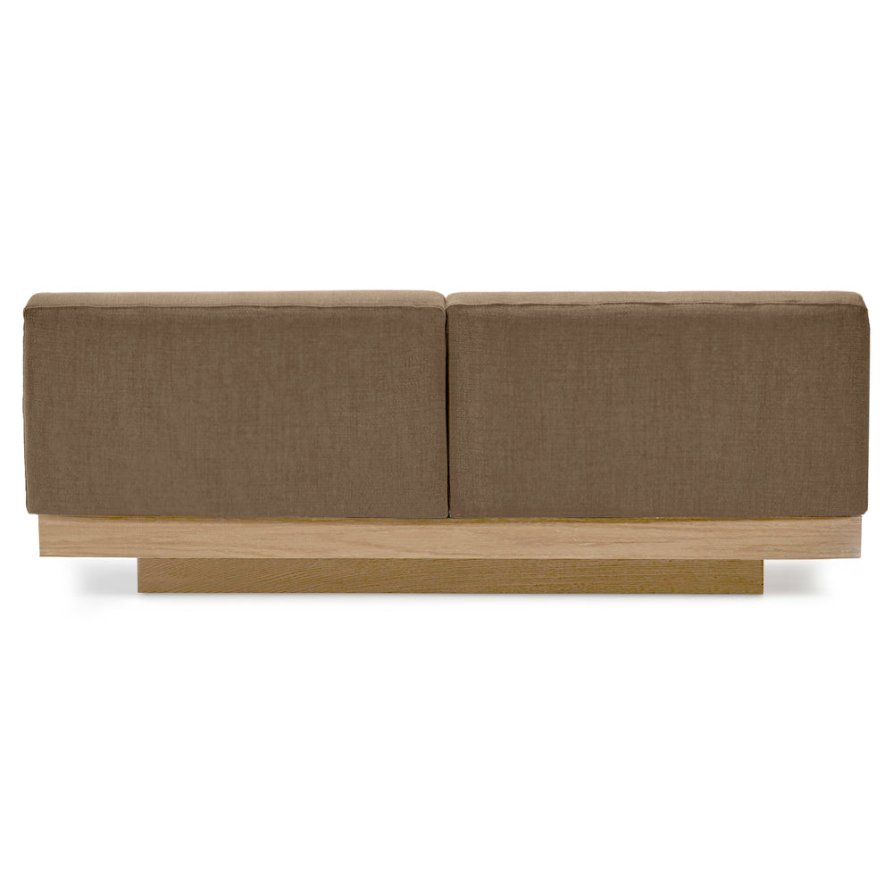 Rudolph Outdoor 2 Seater Bench Sofa - Camel Cushions, Teak Base