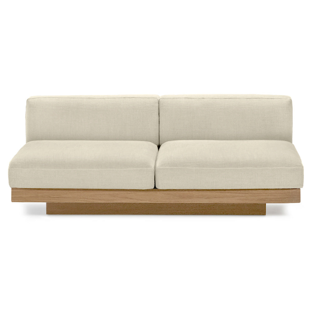 Rudolph Outdoor 2 Seater Bench Sofa - Chalk Cushions, Teak Base