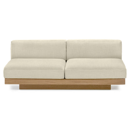 Rudolph Outdoor 2 Seater Bench Sofa - Chalk Cushions, Teak Base