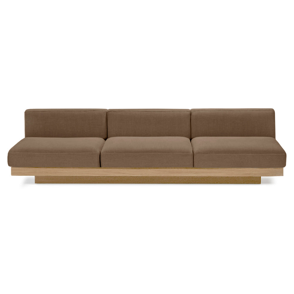 Rudolph Outdoor 3 Seater Bench Sofa - Camel Cushions, Teak Base