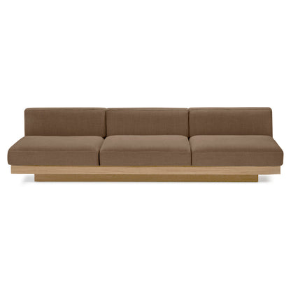 Rudolph Outdoor 3 Seater Bench Sofa - Camel Cushions, Teak Base
